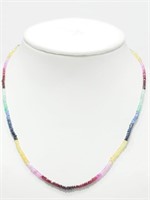 #20 14K Ruby,Sapphire,Emerald Rainbow Necklace