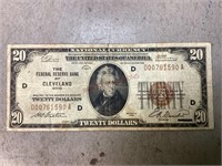 1929 $20 Federal Reserve Bank of Cleveland Ohio