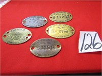 5 - 21/2" BRASS ALLIS CHALMERS TOOL # TAGS