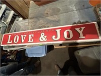 love and joy tin sign