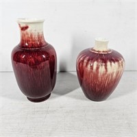 (2)  Sang de Boef Porcelain Oxblood Vases