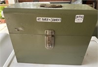 Metal file box w/art paper & canvases 10.25 x