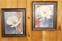 Pair of White Poppy Framed Prints