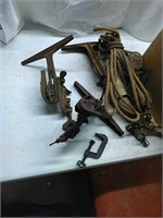 Saw vises, Block and tackle, and miscellaneous
