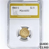 1865-S $2.50 Gold Quarter Eagle PGA AU53