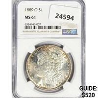 1889-O Morgan Silver Dollar NGC MS61