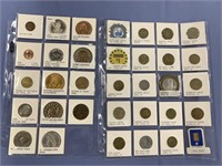 Assorted coins and tokens including 1 gram of .999