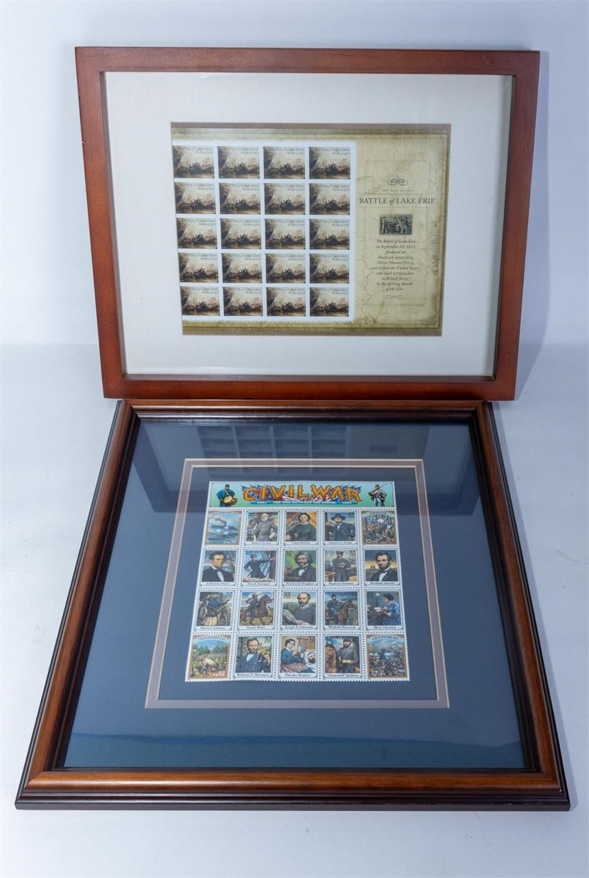 Framed Civil War stamps