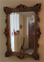 Vintage Gold Tone Wall Mirror (41" x 29")