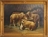 Jules G. Bahieu (1860-1895) oil on canvas - Sheep