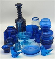 (MN) Colbalt Blue Glassware. Leo Ward Bluebird