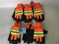 5 Pairs High-Vis Winter Waterproof Gloves