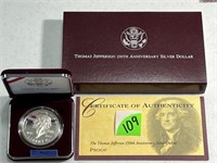 1993 Thomas Jefferson Proof Commemorative Silver D