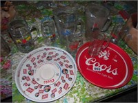 BEER GLASSES, PITCHERS, TRAYS