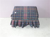 Ottoman with Blue Plaid Upholstery