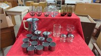 ALUMINUM COFFEE SERVICE   GLASSES  UNIQUE SALT AND