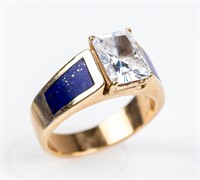 Jewelry 14kt Yellow Gold Lapis & CZ Ring