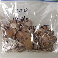 200ct 1940's Wheat Pennies S Mint