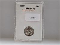 GCC 1957 MS67FB Roos Dime