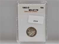 GCC 1963-D MS67FB Roos Dime