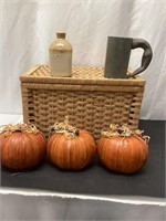 Basket of Pumpkins and Other Items