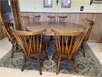 HARD ROCK MAPLE DINING TABLE W/6 CHAIRS