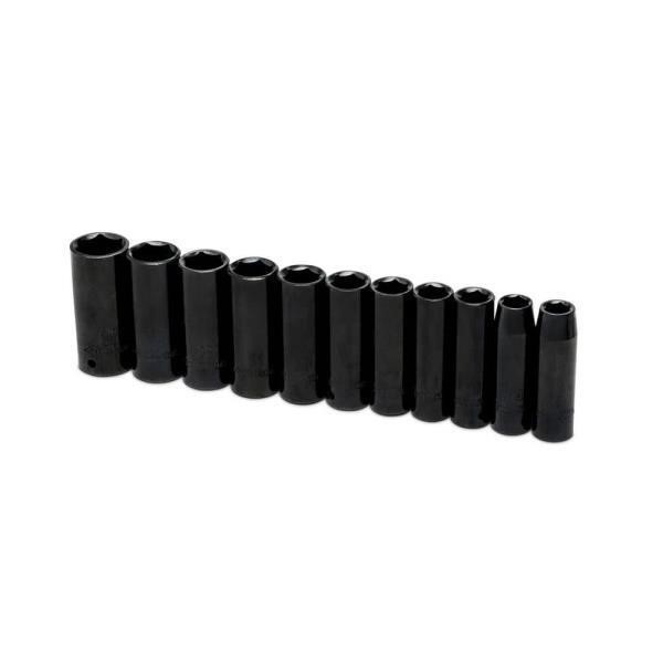 1/2 in. Drive Metric 6-Point Impact Socket Set wit