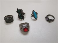COLL OF VINTAGE RINGS, CLASS RING, SOME STERLING