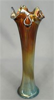 Fenton's Fine Rib 9 3/4" vase - aqua