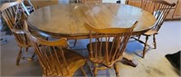 Vintage Wood Kitchen Table & (5) Chairs