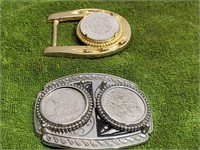 (2) Belt Buckles Un-Authenticated Coins