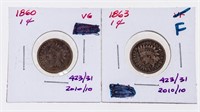 Lot 2 - 1860 & 1863 USA Indian Head Pennies SKU55