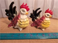 MCM Rooster & Chicken Toothpick Holders Set