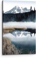 Nature Wall Art Lake: Misty Forest Landscape