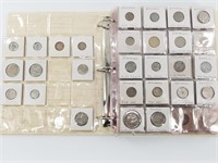 Binder with 13 Partial sheets of world coins, incl