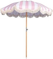 Funsite 6.5ft Boho Beach Umbrella With Fringe,
