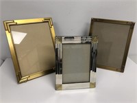 3 Solid Brass Art Deco Style Photograph Frames