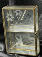 1960s Etched Glass Decorative Shelf