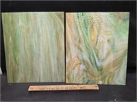 Textured green swirled stained glass