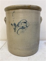 Antique 6 gallon 1800s salt glaze stoneware crock