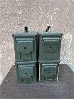 LOT OF 4 METAL AMMO BOXES