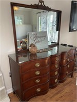 Drexel mahogany serpentine dresser w/ mirror