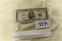 SERIES 1953A $5 SILVER CERTFICATE