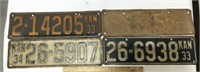 4 Kansas 1933-34 license plates