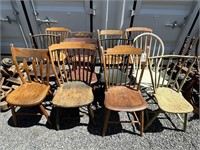 12 Windsor Plank Bottom & Arrowback Chairs