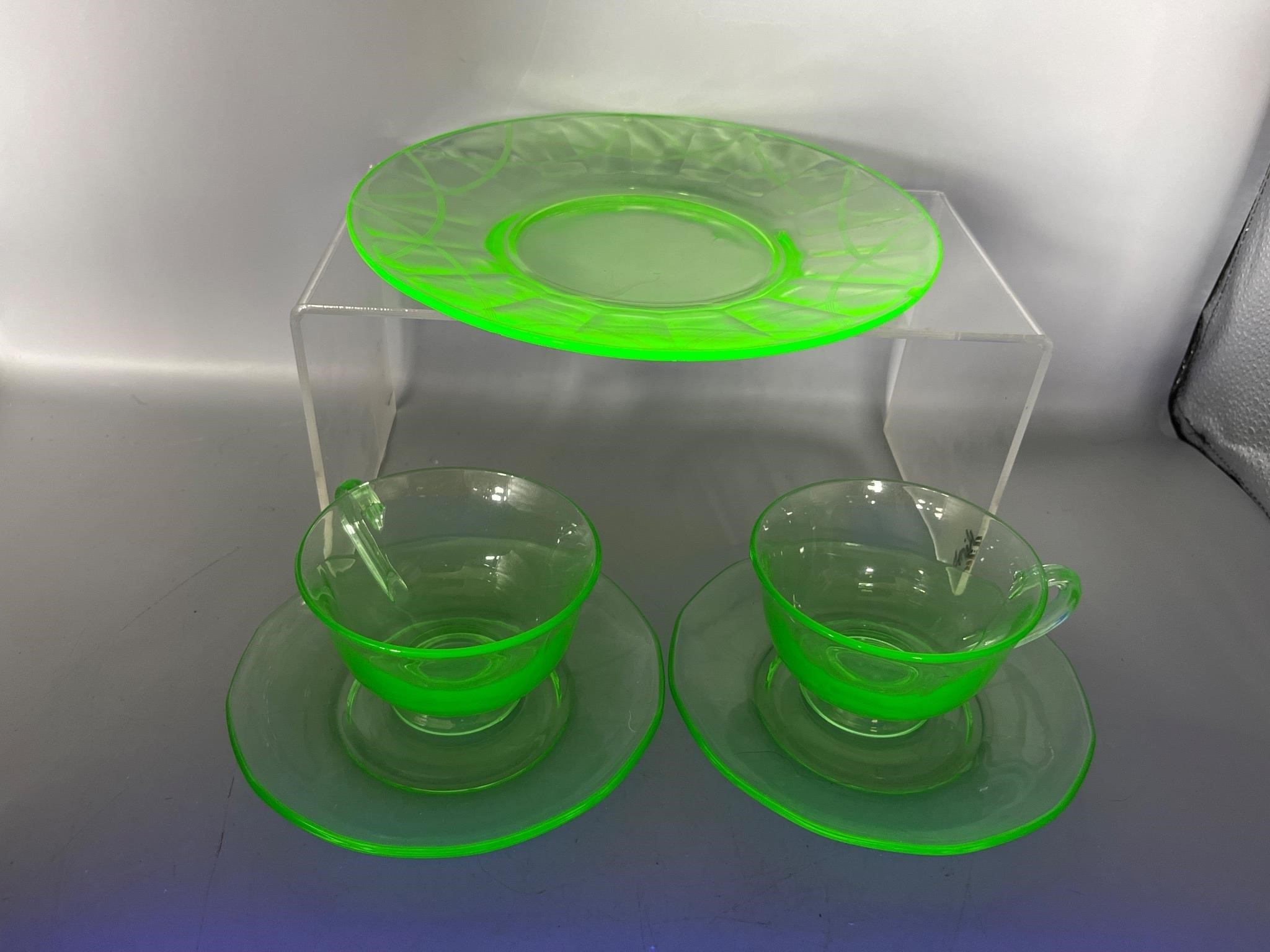 Uranium glass cups and dishes