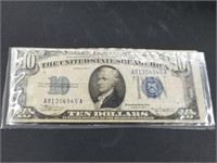 Series 1934 A, $10 silver certificate, circulated