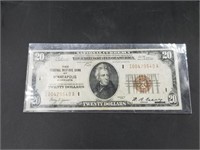 1929 Federal Bank of Minneapolis $20 note, lightly