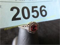 1 ct. Garnet sterling filigree  ring size 7 1/2