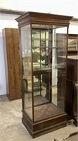 Antique Mirrored Curio Cabinet with Glass Shelves